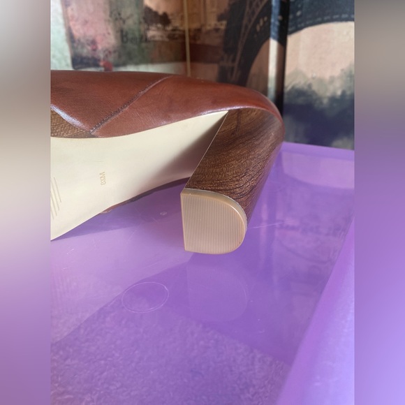 GUESS Paprika Brown Leather Platform Booties | Size 8.5 M (New) - Picture 7 of 8